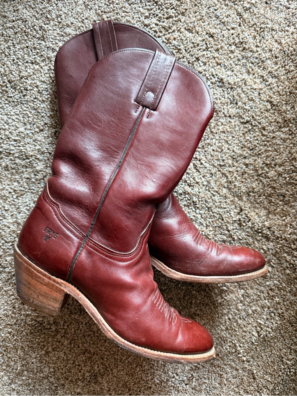 FRYE Vintage Red Brown Leather Western Cowboy Boots Festival Westerncore 8 - Picture 8 of 10